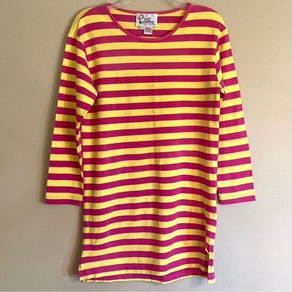 Vintage Lilly Pulitzer Mod Striped Shift Dress Elbow Sleeves Pink Yellow Size S - Picture 3 of 11